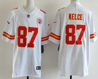 Men's Kansas City Chiefs #87 Travis Kelce Limited White Vapor Jersey