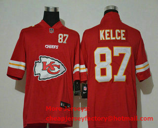 Men's Kansas City Chiefs #87 Travis Kelce Red 2020 Big Logo Number Vapor Untouchable Stitched NFL Nike Fashion Limited Jersey