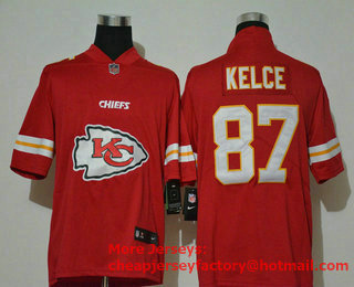 Men's Kansas City Chiefs #87 Travis Kelce Red 2020 Big Logo Vapor Untouchable Stitched NFL Nike Fashion Limited Jersey