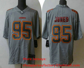 Men's Kansas City Chiefs #95 Chris Jones Grey Atmosphere Fashion Stitched Jersey
