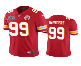 Men's Kansas City Chiefs #99 Khalen Saunders Red Super Bowl LIV Vapor Limited Jersey