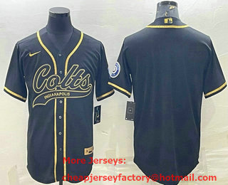 Men's Kansas City Chiefs Blank Black Gold With Patch Cool Base Stitched Baseball Jersey