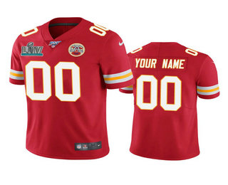 Men's Kansas City Chiefs Custom Red Super Bowl LIV Vapor Limited Jersey