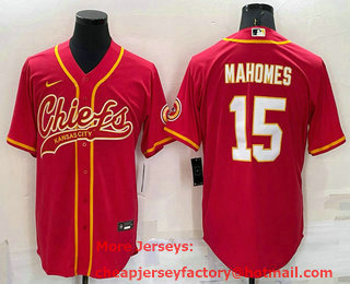 Men's Kansas City Chiefs Patrick Mahomes Red Stitched Cool Base Nike Baseball Jersey