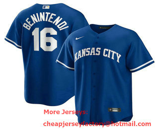 Men's Kansas City Royals #16 Andrew Benintendi Blue Cool Base Stitched MLB Jersey