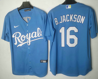 Men's Kansas City Royals #16 Andrew Benintendi Light Blue Cool Base Stitched MLB Jersey