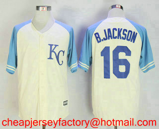 Men's Kansas City Royals #16 Bo Jackson White Limited Cooperstown Collection Stitched MLB Cool Base Jersey