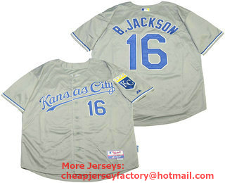 Men's Kansas City Royals #16 Bo Jackson Grey Jersey