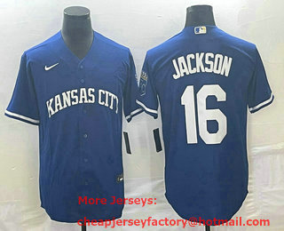 Men's Kansas City Royals #16 Bo Jackson Navy Cool Base Stitched Baseball Jersey