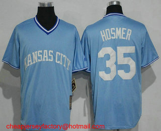 Men's Kansas City Royals #35 Eric Hosmer Light Blue Pullover Cool Base Cooperstown Collection Jersey