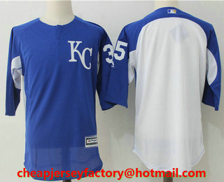 Men's Kansas City Royals #35 Eric Hosmer Royal Blue White Collection On-Field 3/4 Sleeve Stitched MLB Batting Practice Jersey