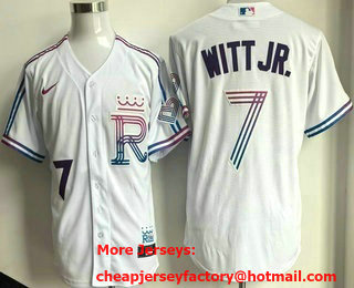 Men's Kansas City Royals #7 Bobby Witt Jr White 2026 City Connect Stadium Jersey