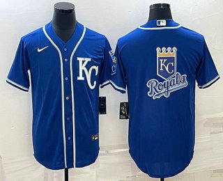 Men's Kansas City Royals Big Logo Light Blue Stitched MLB Cool Base Nike Jersey 01