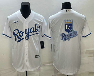 Men's Kansas City Royals Big Logo White Stitched MLB Cool Base Nike Jersey 01
