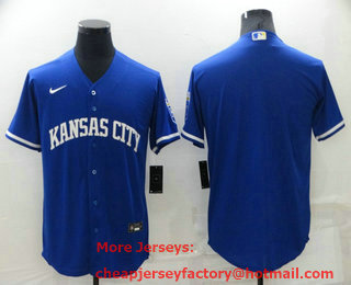 Men's Kansas City Royals Blank Blue 2022 City Connect Cool Base Stitched Jersey