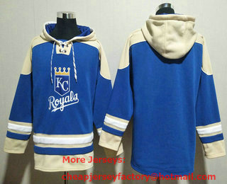 Men's Kansas City Royals Blank Blue Ageless Must Have Lace Up Pullover Hoodie
