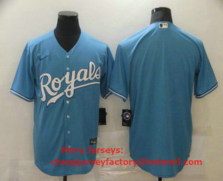 Men's Kansas City Royals Blank Blue Stitched MLB Cool Base Nike Jersey