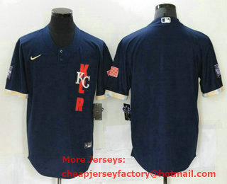 Men's Kansas City Royals Blank Navy Blue 2021 MLB All Star Stitched Cool Base Nike Jersey