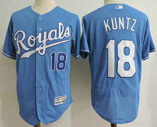 Men's Kansas City Royals Coach #18 Rusty Kuntz Light Blue Alternate Stitched MLB Flex Base Jersey