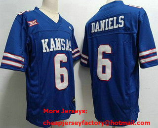 Men's Kansas Jayhawks #6 Jalon Daniels Blue College Football Jersey