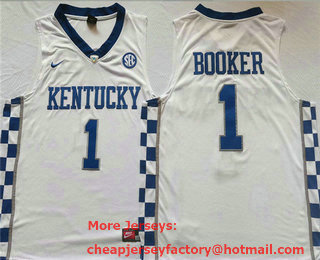 Men's Kentucky Wildcats #1 Devin Booker White College Basketball Jersey