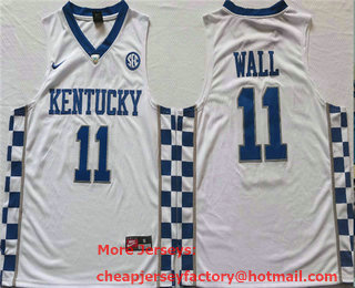 Men's Kentucky Wildcats #11 John Wall White Stitched Jersey