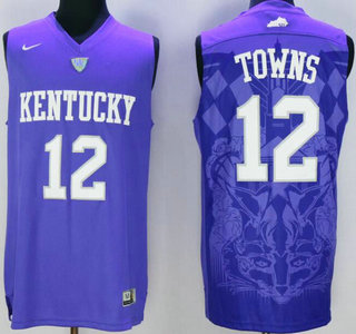 Men's Kentucky Wildcats #12 Karl-Anthony Towns Purple College Basketball Jersey