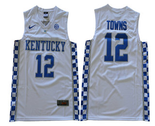 Men's Kentucky Wildcats #12 Karl-Anthony Towns White College Basketball 2017 Nike Swingman Stitched NCAA Jersey