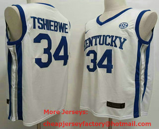 Men's Kentucky Wildcats #34  Oscar Tshiebwe White College Basketball Jersey