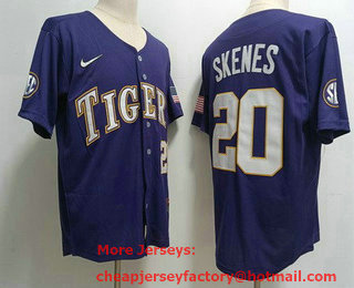 Men's LSU Tigers #20 Paul Skenes Purple College Baseball Jersey