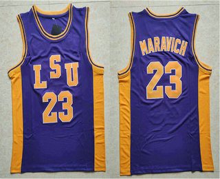 Men's LSU Tigers #23 Pete Maravich Purple College Basketball Swingman Jersey