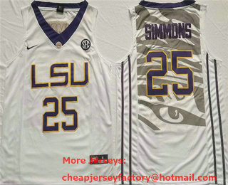 Men's LSU Tigers #25 Ben Simmons White Stitched Jersey
