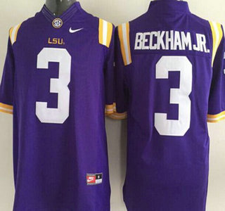 Men's LSU Tigers #3 Odell Beckham Jr. Purple 2015 College Football Nike Limited Jersey