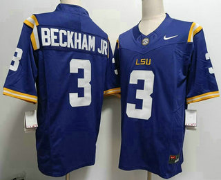 Men's LSU Tigers #3 Odell Beckham Jr Purple FUSE College Stitched Jersey