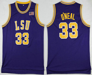 Men's LSU Tigers #33 Shaquille O'Neal Purple College Basketball Swingman Jersey