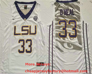 Men's LSU Tigers #33 Shaquille ONeal White Stitched Jersey