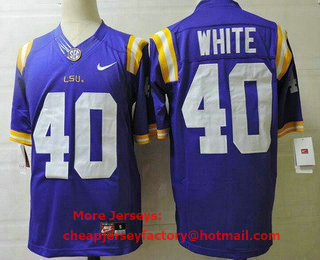Men's LSU Tigers #40 Devin White Purple College Football Jersey