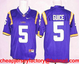 Men's LSU Tigers #5 Derrius Guice Purple Limited College Football Stitched Nike NCAA Jersey