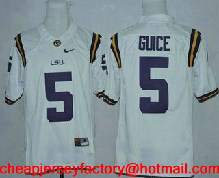 Men's LSU Tigers #5 Derrius Guice White Limited College Football Stitched Nike NCAA Jersey