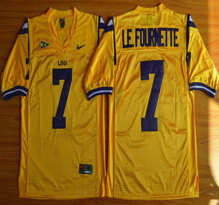 Men's LSU Tigers #7 Le.Fournette Gold 2015 College Football Nike Limited Jersey