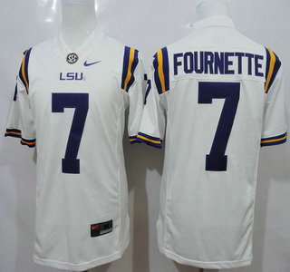 Men's LSU Tigers #7 Leonard Fournette White 2015 College Football Nike Limited Jersey