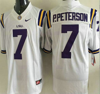 Men's LSU Tigers #7 Patrick Peterson White 2015 College Football Nike Limited Jersey