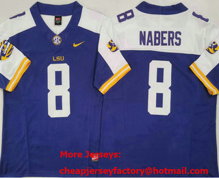 Men's LSU Tigers #8 Malik Nabers Purple Thanksgiving FUSE College Football Jersey