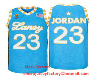 Men's Laney High School Bucs #23 Michael Jordan Light Blue All American Basketball Jersey