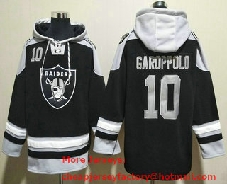 Men's Las Vegas Raiders #10 Jimmy Garoppolo Black Ageless Must Have Lace Up Pullover Hoodie