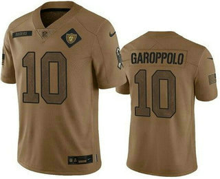 Men's Las Vegas Raiders #10 Jimmy Garoppolo Limited Brown 2023 Salute To Service Jersey