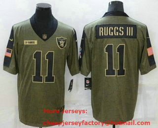 Men's Las Vegas Raiders #11 Henry Ruggs III 2021 Olive Salute To Service Limited Stitched Jersey