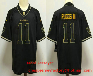 Men's Las Vegas Raiders #11 Henry Ruggs III Black 100th Season Golden Edition Jersey