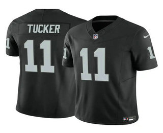 Men's Las Vegas Raiders #11 Tre Tucker Black 2023 FUSE Vapor Stitched Jersey