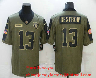 Men's Las Vegas Raiders #13 Hunter Renfrow 2021 Olive Salute To Service Limited Stitched Jersey